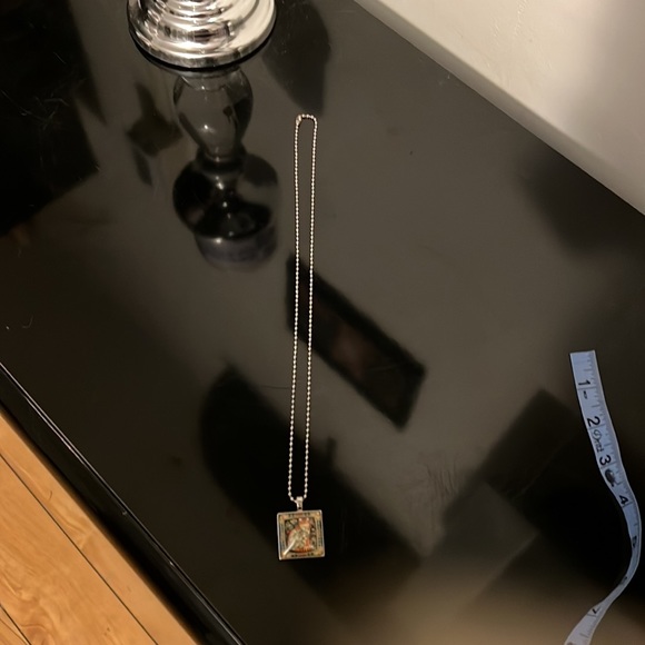 Square cat pendant long necklace - Picture 4 of 4